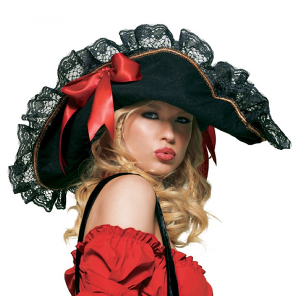 Leg Avenue - Swashbuckler Pirate Hat Chapeau de costume - Noir/Rouge